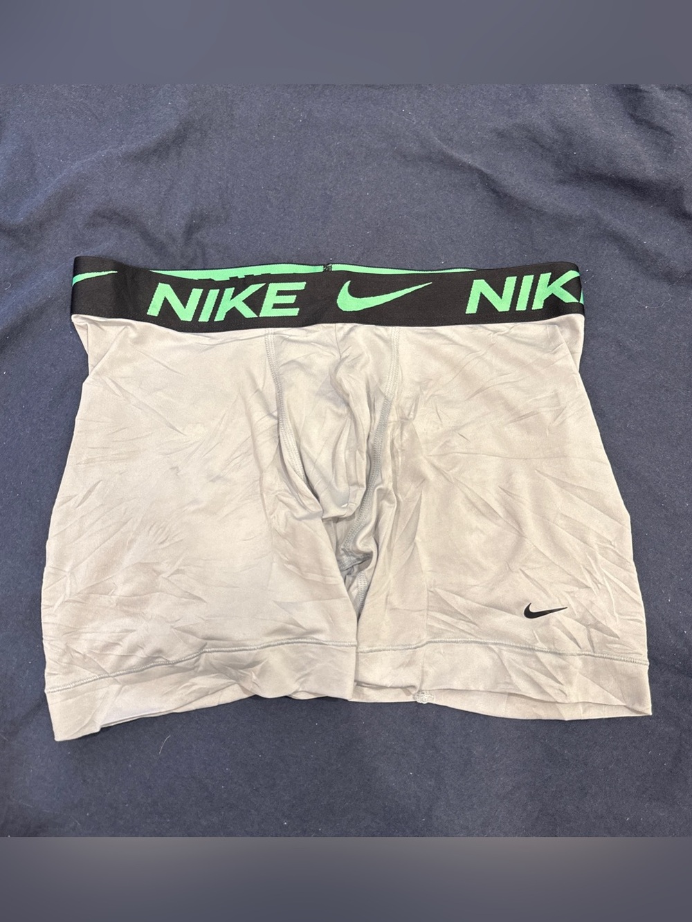 Nike Dri-FIT Boxer Briefs Gray Green Logo Waistband Size M Performance Underwear